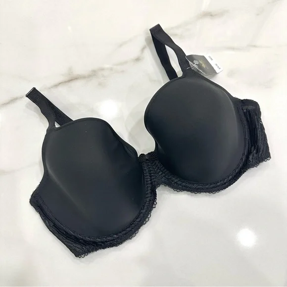 Wacoal 853117 La Femme T-Shirt Elegant Black Lace Trim Bra - Picture 2 of 8